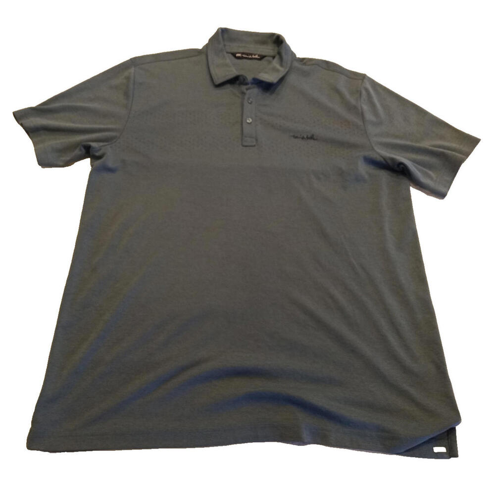 Travis Mathew Performance Polo Shirt Blue Green Men's XL Short Sleeve Golf
